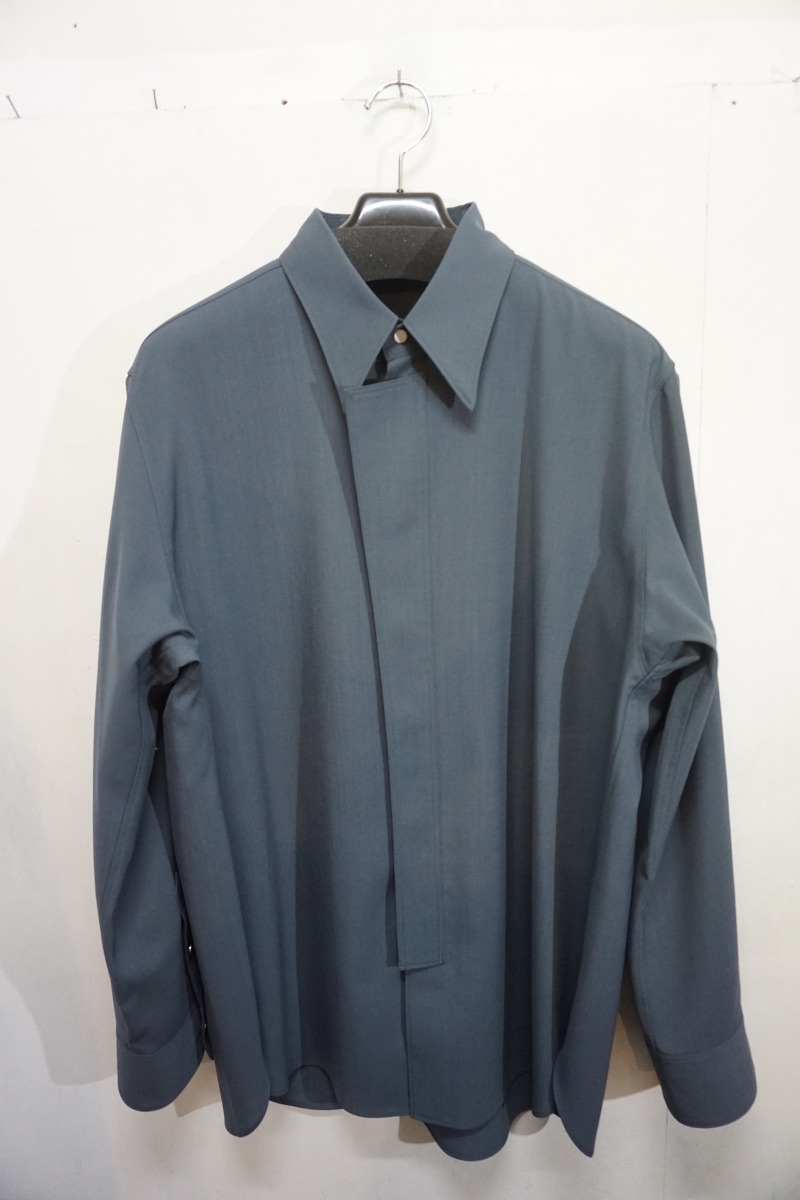 新品23SS IRENISAイレニサ ORNAMENTAL FLY FRONT SHIRT BLUE GRAY オーナメンタル フライ フロント シャツ 長袖IH-23SS-B006-DS 709N▲_画像1