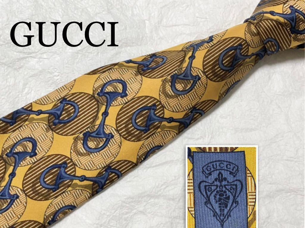 GUCCI グッチ ネクタイ シルク100% イタリア製 ホースビット 総柄