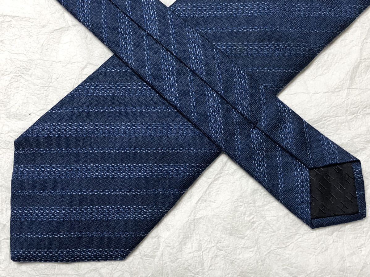 美品 HERMES エルメス ネクタイ シルク100% フランス製 レジメンタル