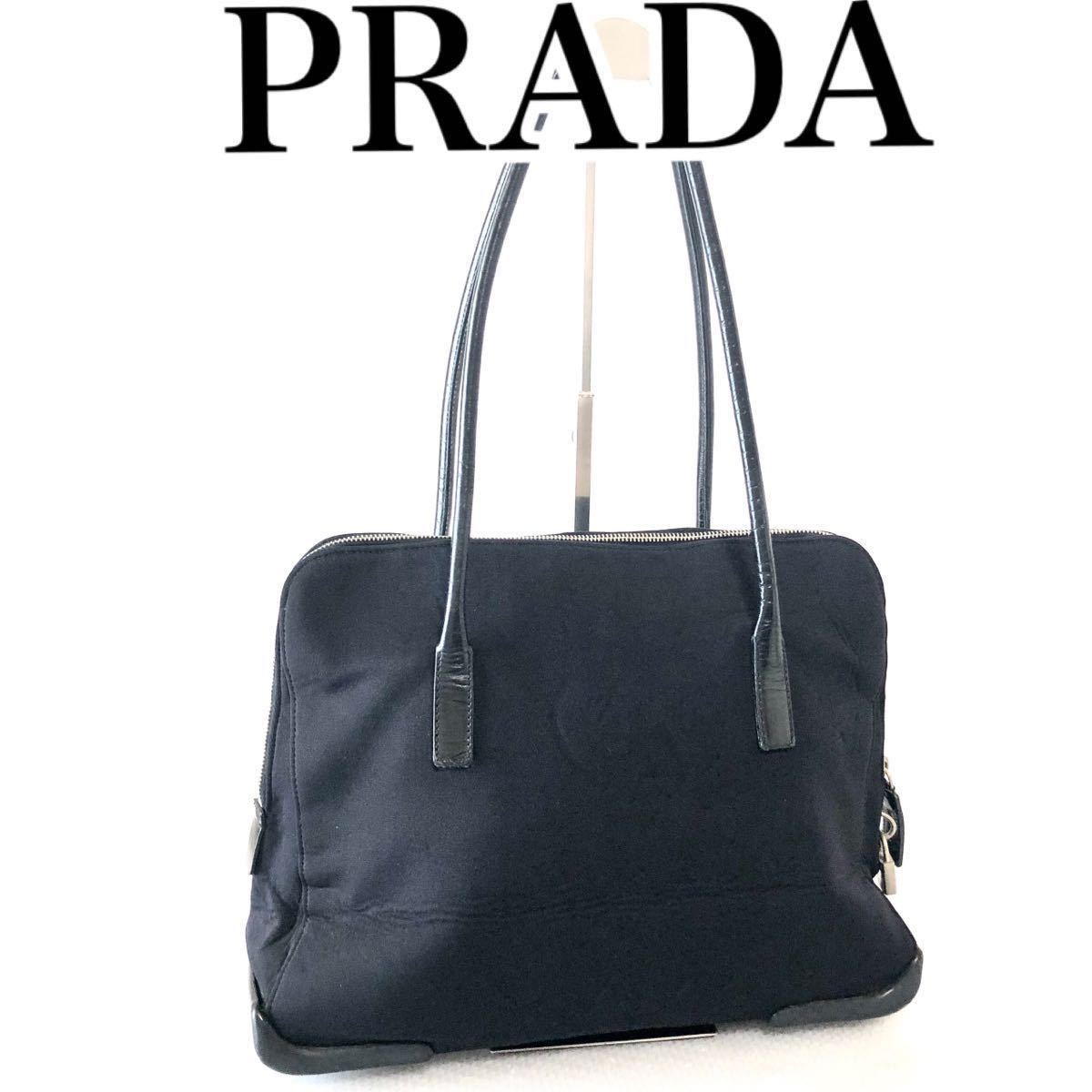 保障できる】 PRADA プラダ トートバッグ ナイロン×レザー×ラバー