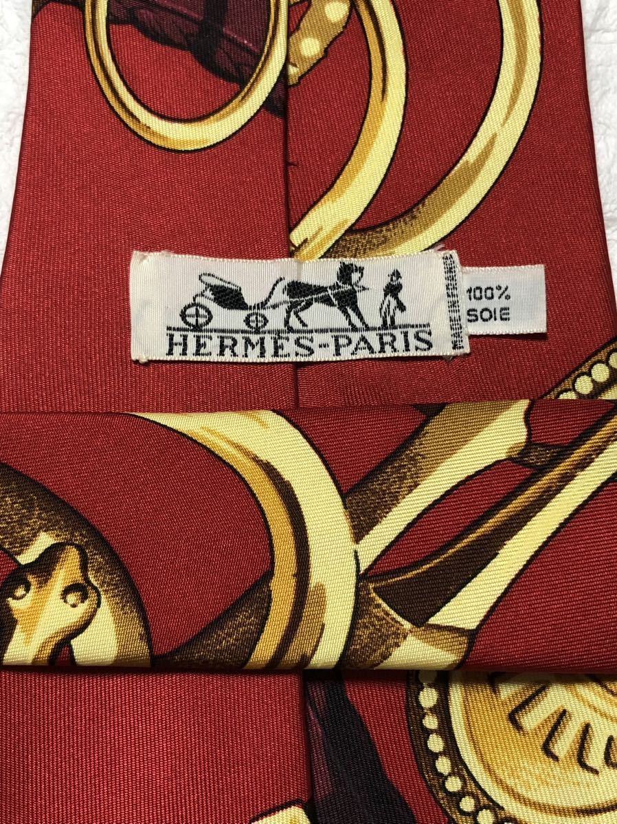 希少 HERMES エルメス ネクタイ シルク100% スカーフ風 金具 希少 HERMES エルメス ネクタイ シルク100% スカーフ風 金具