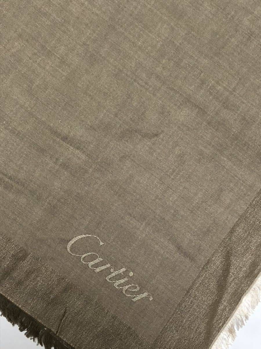 Cartier カルティエ コットン&シルク 大判ストール 山と鳥 Cartier カルティエ コットン&シルク 大判ストール 山と鳥
