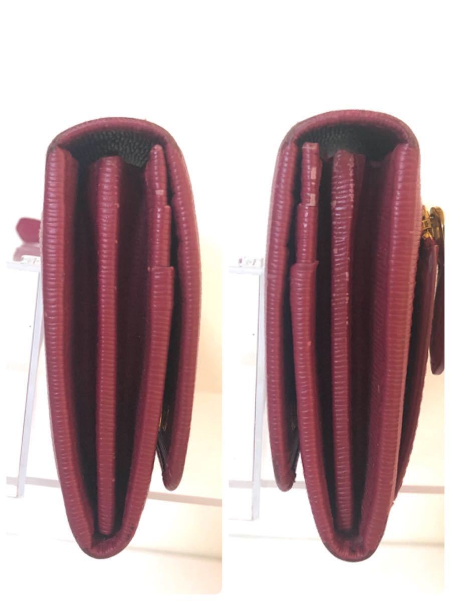 ■美品■PRADA プラダ サフィアーノレザー ロングフラップ長財布 パスケース付き チェーン ロゴ金具 ピンク ゴールド金具 刻印あり