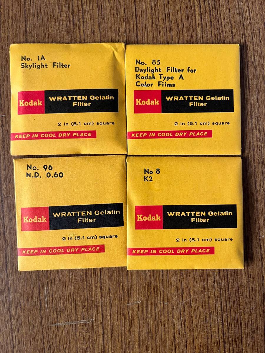 ビンテージ　Kodak wratten filter コダック　ラッテン　フィルター　ゼラチン　未開封　４個セット　2インチ　5.1㎝