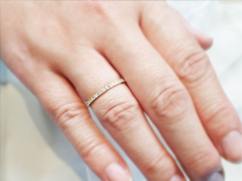 K18 18金 指輪 レディース ハーフエタニティ 天然 ダイヤモンド リング ゴールド ホワイト ピンク 結婚指輪_画像8