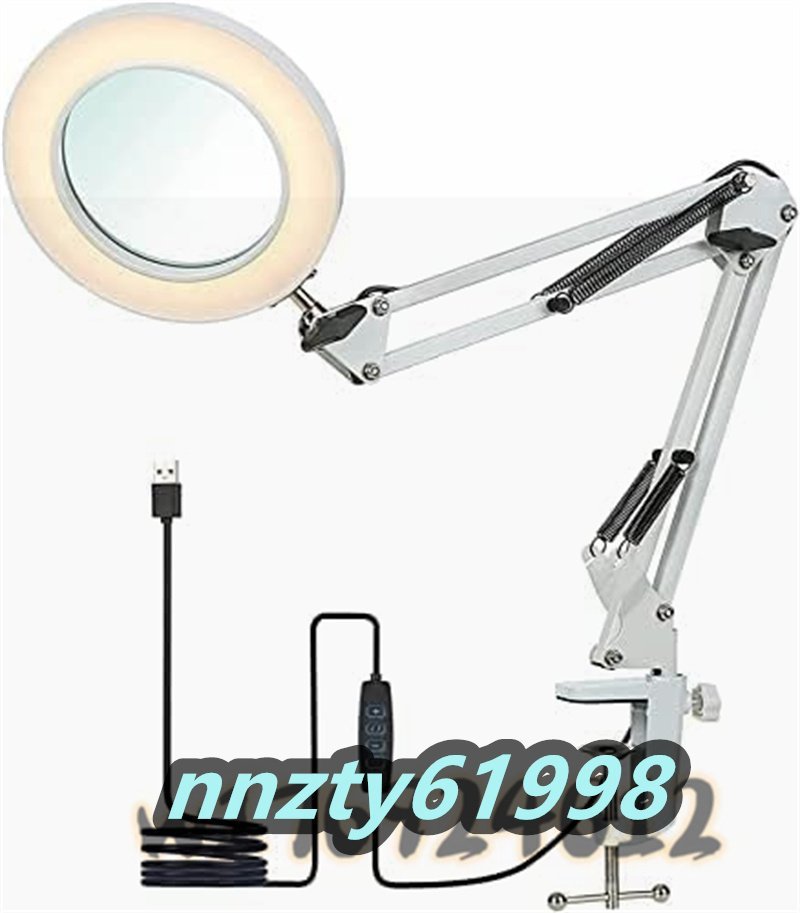 magnifying glass tes clamp 10 times lens 64 LED light clamp attaching repair industrial arts reading Crows Work 3.. style light mode USB power supply hands free magnifying glass 