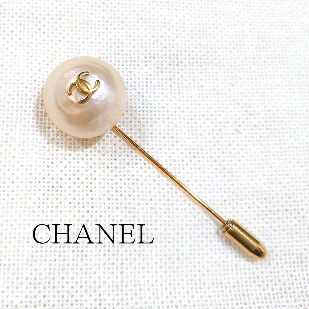 美品】CHANEL シャネル ピンブローチ パール ココマーク アクセサリー