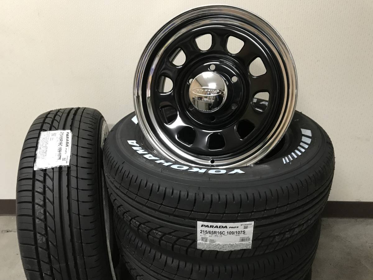 送料無料 16インチ デイトナ リムクローム ヨコハマ パラダ PA03 215/65R16 ホワイトレター 2022年製 200系ハイエース レジアスエース_画像1