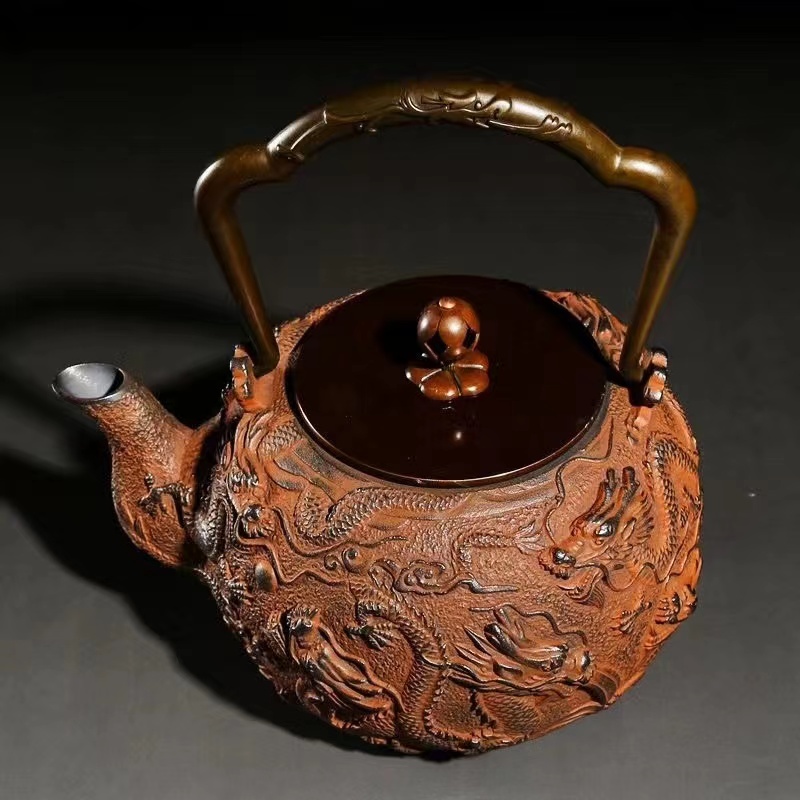 高品質☆砂鉄 大容量鉄壺手作り鉄 やかんを沸かす お茶の道具 1300ML