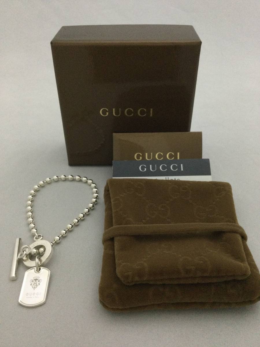 Gucci Gucci Crest Dog Tag Tag Plate Bark Chain Bracelet Silver Accessories 925 [B465942]