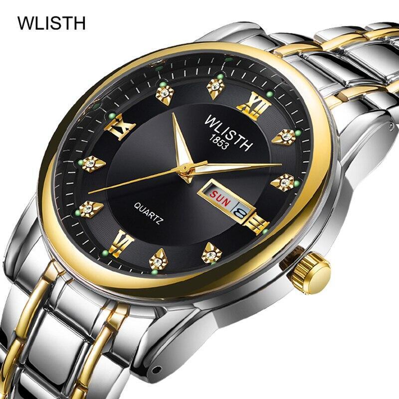 新品! WLISTH メンズ腕時計トップブランドの高級クォーツ　カレンダーファッション防水ビジネスフルスチール_画像5