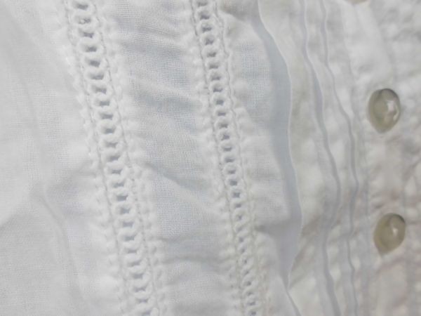 assk6-1165* ##H&M/ H and M ## трикотаж с коротким рукавом тонкий круглый вырез tuck рубашка одноцветный "теплый" белый M размер хлопок 100%