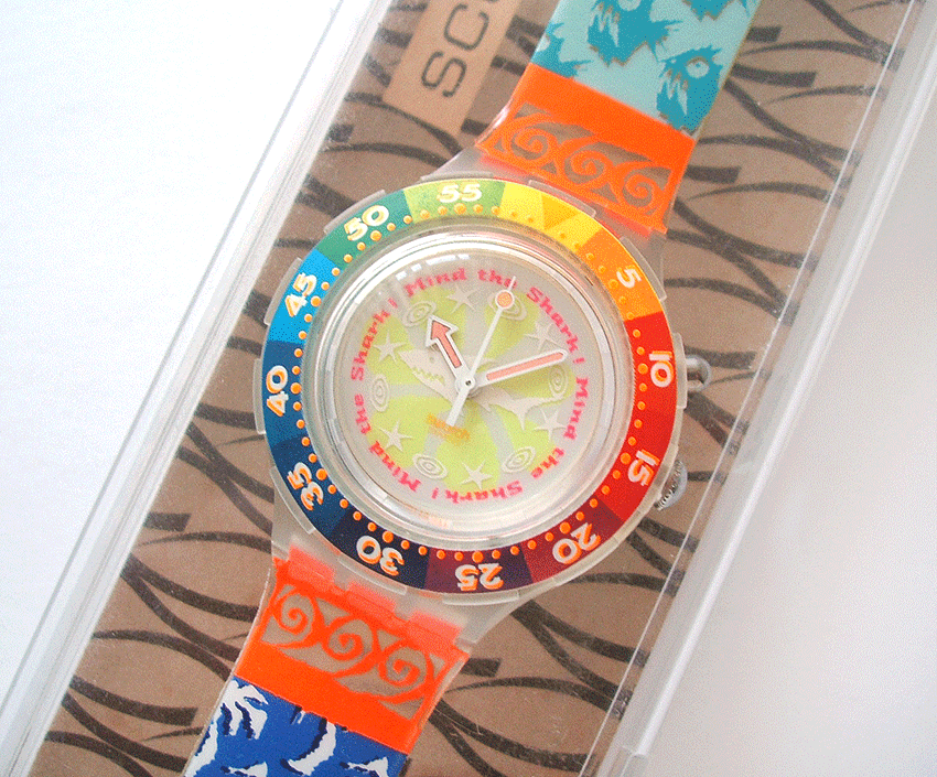 ★入手困難品★未使用品★1995年販売のビンデージSWATCH★スクーバ ルーミ★Mind The Shak★電池交換済み★_画像1