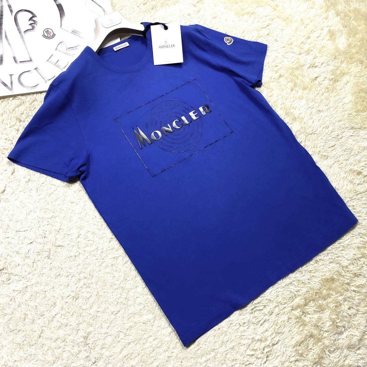 未使用級!MONCLER半袖TシャツXL.LLフロントビッグラバーロゴ ワン