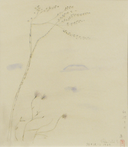 この作品も先生の軽井沢のアトリエを訪問した時描いて頂きました。線も綺麗で優しさが出ています！＊水彩鉛筆素描＊斎藤真一 「秋深きひ」_画像2