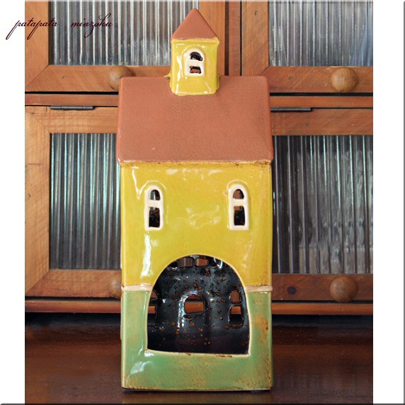  ceramic lantern mezzo n green gradation candle house LED for candle light Northern Europe ceramics low sok display store furniture 
