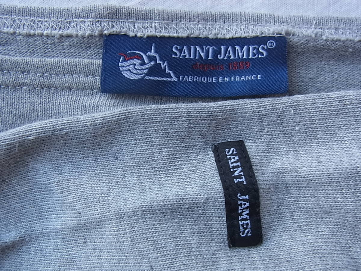 SAINT JAMES セントジェームス 杢グレー無地 バスクシャツ サイズ XXS  MADE IN FRANCE  杢グレーの画像3