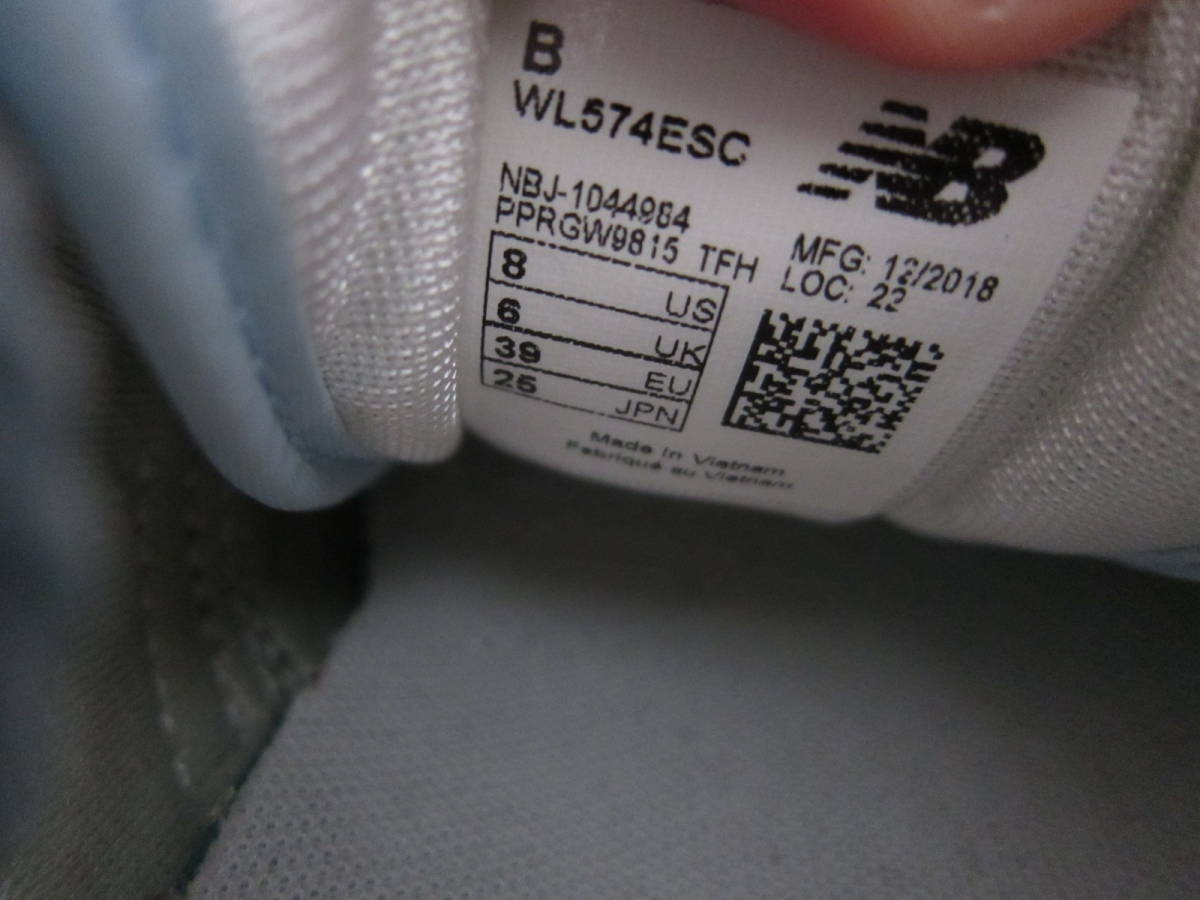 NEW BALANCE（ニューバランス）（WL574ESC）　水水白　wm25㎝ B　US8　　2018年製　　レディース　ok2306E_画像8