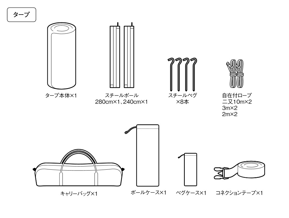 雪峰雪峰入門包TT（SET - 250）僅限批量銷售篷布[新] 原文:Snow peak スノーピーク エントリーパックTT (SET-250) ばら売り タープのみ 【新品】