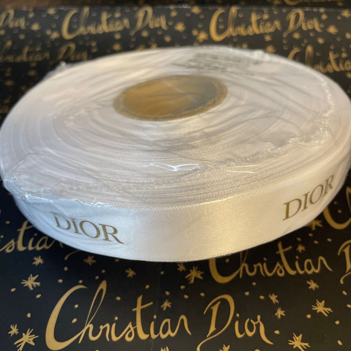 値下げ不可★1ロール50m★DIOR リボン ロール サテン ゴールドロゴ