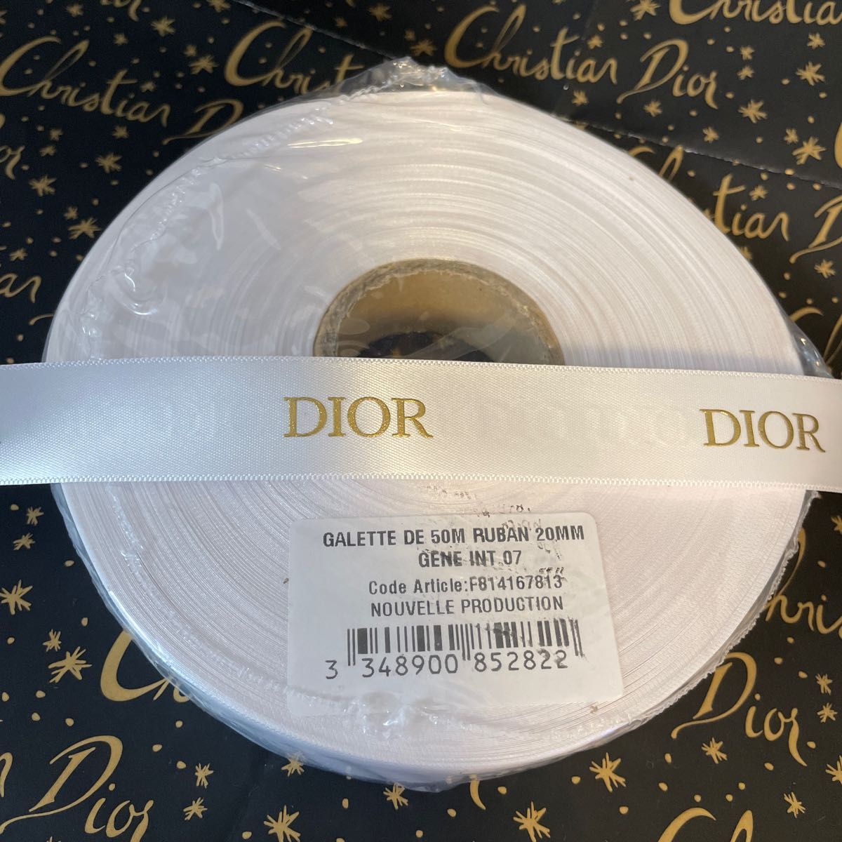 値下げ不可★1ロール50m★DIOR リボン ロール サテン ゴールドロゴ