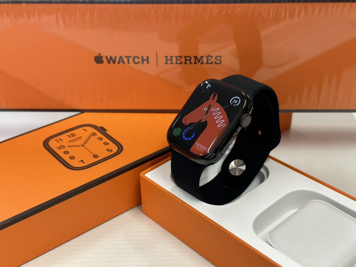 ☆即決 美品 ケア+ Apple Watch series7 HERMES 45mm アップルウォッチ エルメス Cellular 黒  ブラックステンレス シリーズ7 392