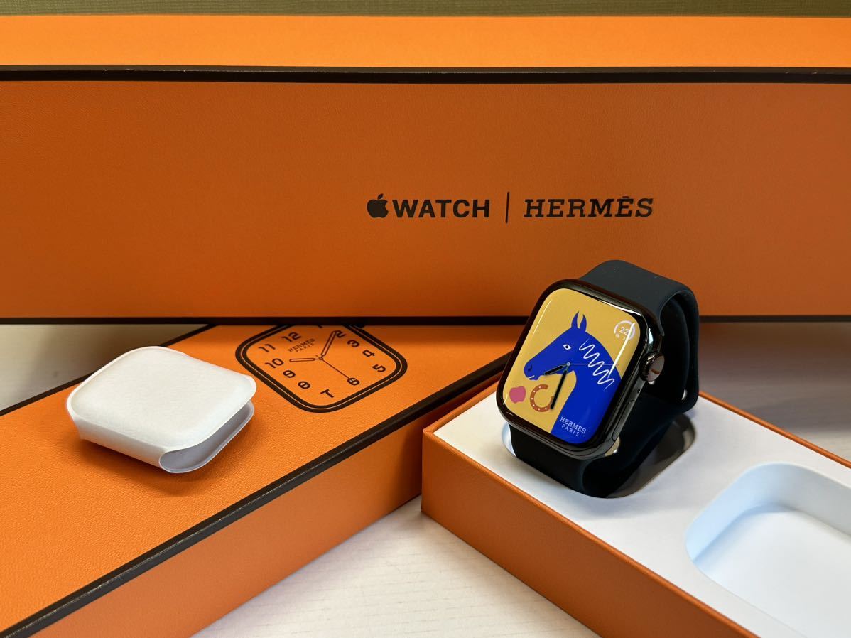 最新 即決 超美品 100% 黒 Apple Watch series8 HERMES 41mm アップル