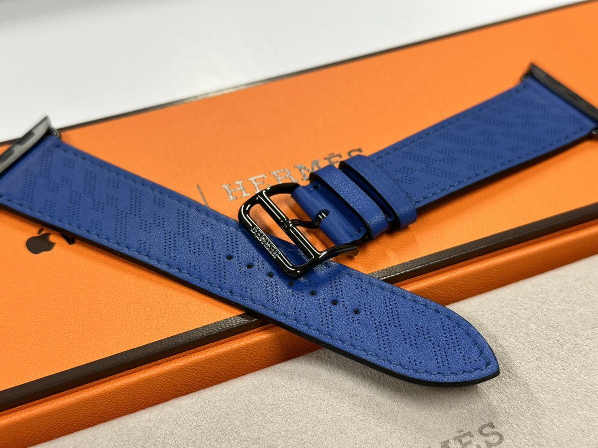 ☆即決 美品 ブルー Hディアゴナル Apple watch HERMES Series8付属 45mm シンプルトゥール アップルウォッチ エルメス  純正 458