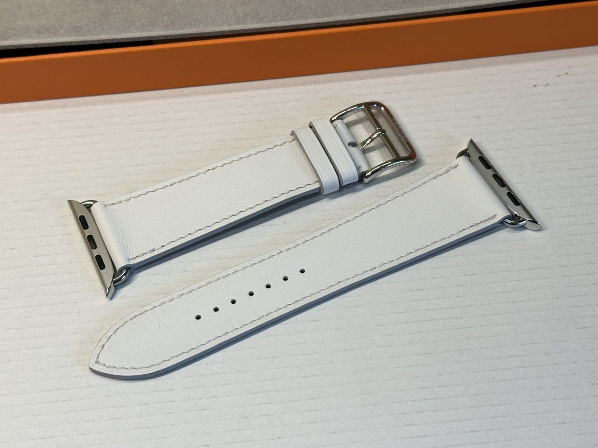 ★即決 未使用 Apple Watch Hermes 45mm 44mm 白 シンプルトゥール レザーストラップ アップルウォッチ レザー エルメス  ホワイト 520