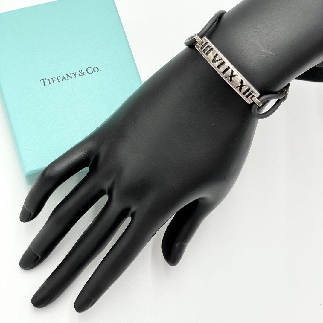 袋付き Tiffany＆Co ティファニー アトラス スクエアバー ブレスレット シルバー 925 バングル 全長約18.5cm 総重量約13.6g