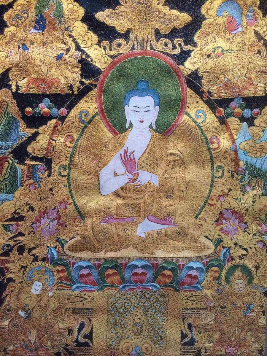 卍　仏教 美術　◆ 織物　『大日如来 如来』 90cm 　　　検索；密教　西蔵　刺繍　仏画　チベット　仏像　B10_画像1