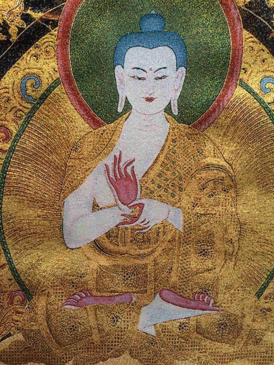 卍　仏教 美術　◆ 織物　『大日如来 如来』 90cm 　　　検索；密教　西蔵　刺繍　仏画　チベット　仏像　B10_画像3
