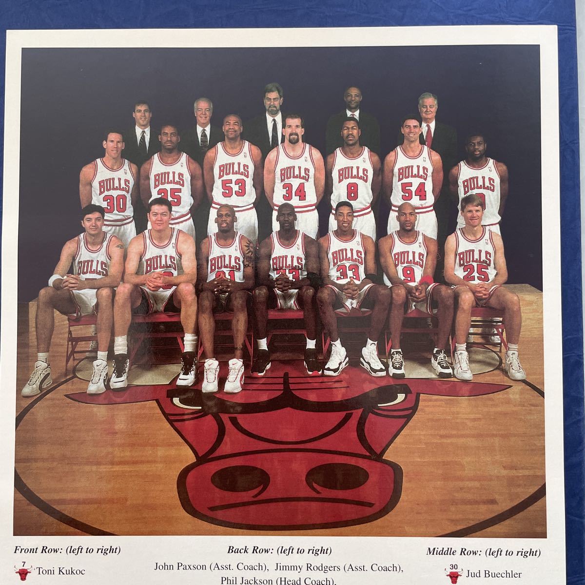 Michael Jordan★Chicago Bulls 30 Years And Running Anniversary Photo Card 1966-1996★Jordan/Pippen/Rodman/Kukoc★ビンテージ激レア_画像2