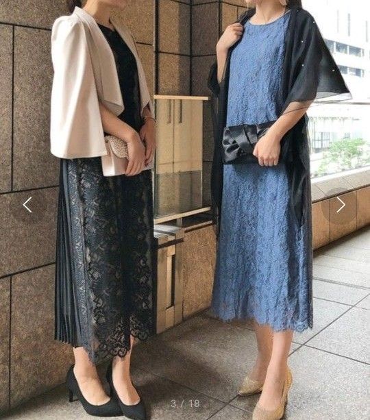 美品 結婚式 二次会 お呼ばれドレス パーティー 成人式 フォーマル 黒 レース ルーミーズ ロイパ