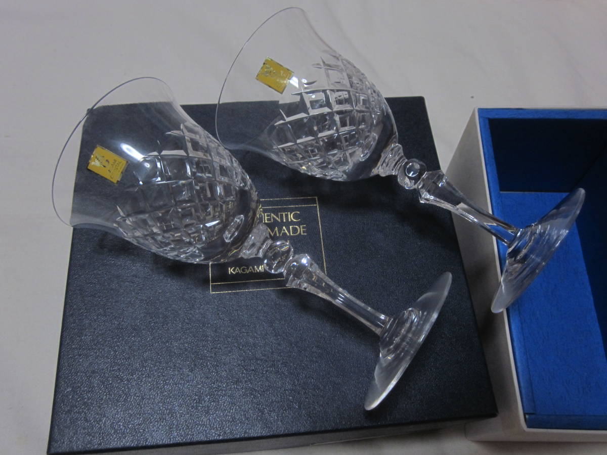 #[kagami crystal ]#[ wine glass ]#[2 customer set ]#[ unused boxed ]#[ made in Japan ]#[AUTHENTIC HAND MADE CRYSTAL]#