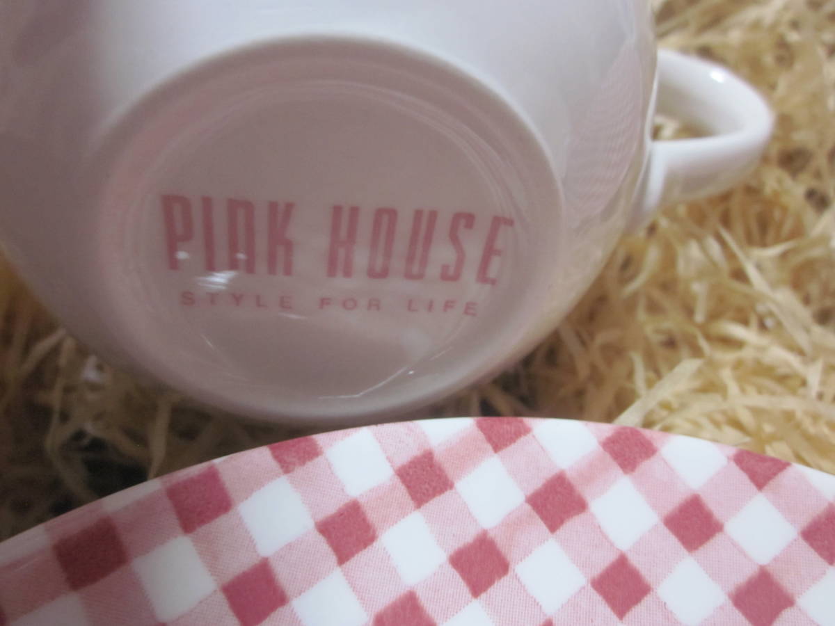 #[PINK HOUSE]#[ Pink House ]#[ silver chewing gum check ]#[ cup & saucer ]#[2 customer set spoon attaching ]#[ unused ]#