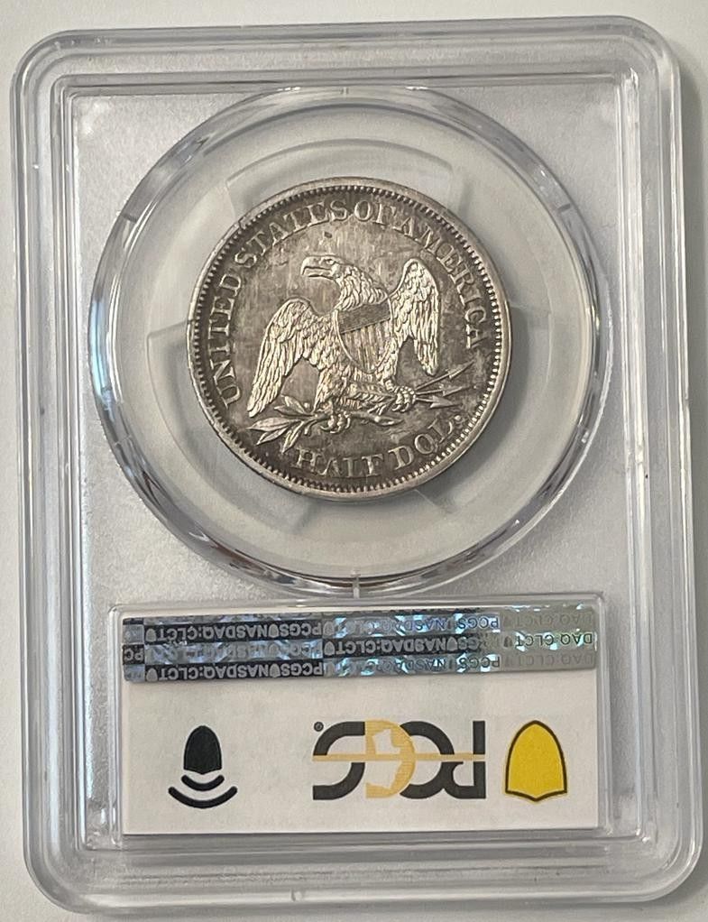 アンティークコイン 銀貨 1843 ハーフドル PCGS AU50 自由の女神座像