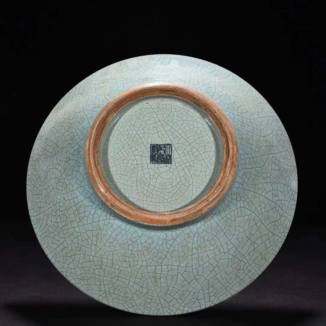 清時代 乾隆 哥窯 青磁鉢 唐物 中国美術 高さ10cm 直径32cm【HB344】_画像8