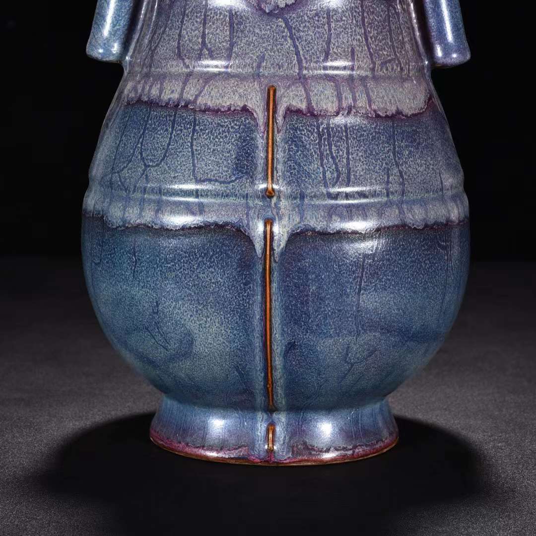 宋時代 鈞窯 紫紅釉 双耳扁壷 奉華款 唐物 中国美術 高さ26.5cm 直径17cm 【HB352】_画像7