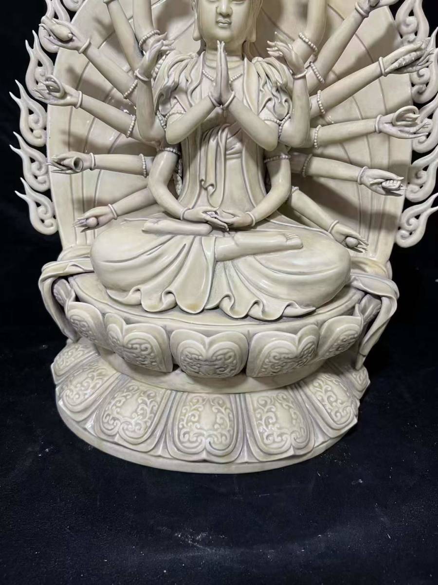 【再入荷!】 宋時代 白磁 徳化窯 千手観音像 仏像 菩薩像 坐像 仏教美術 唐物 宋