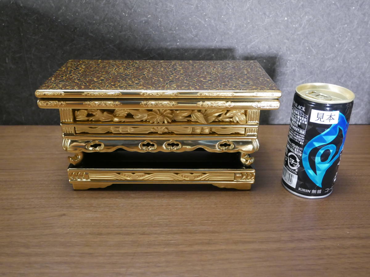 未使用品 上卓 華鋲卓 木製本金箔金粉 金具付 高さ11.2㎝ 幅21.2㎝ 奥10.7㎝(D-5) 4312 M