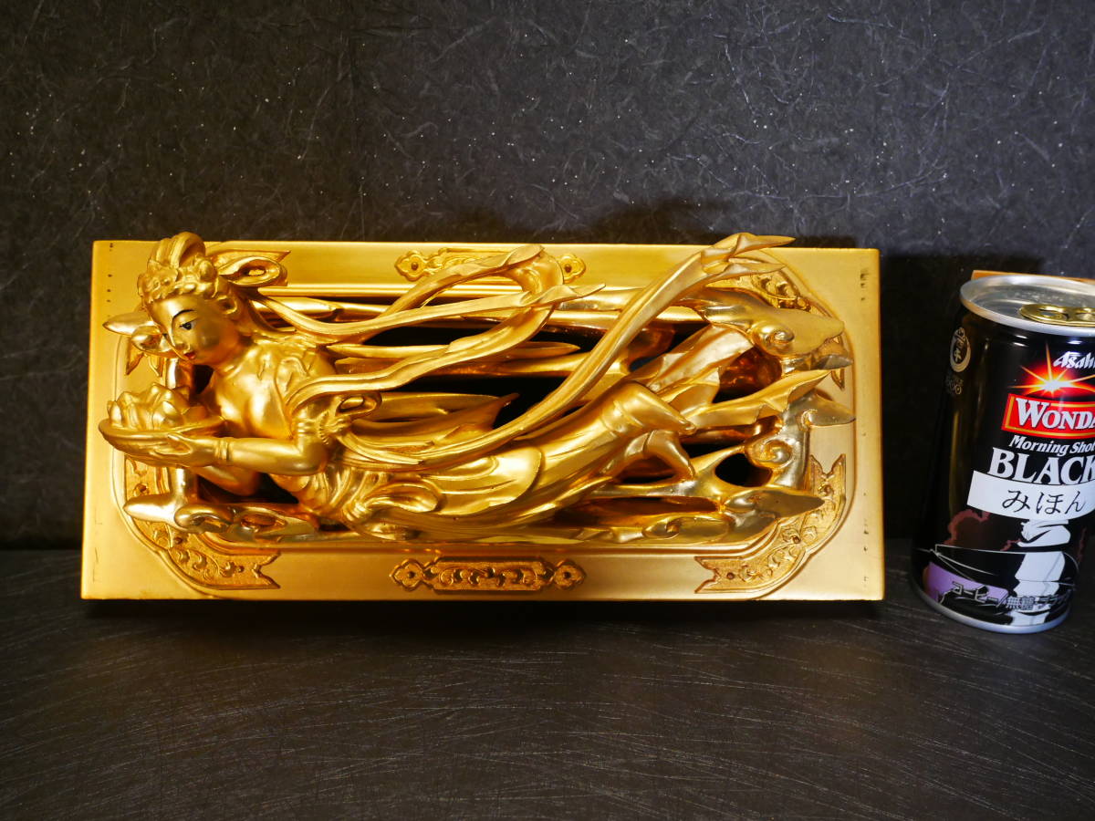 収集品　最高級　彫り　手彫り　本金箔　木製本金箔本金粉（A3-2）　4519　M