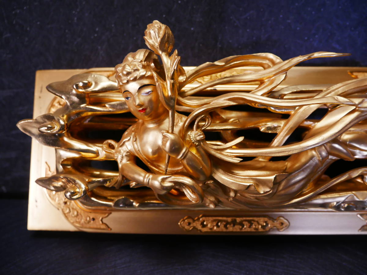 収集品　最高級　彫り　手彫り　本金箔　木製本金箔本金粉（A3-2）　4520　M_画像2