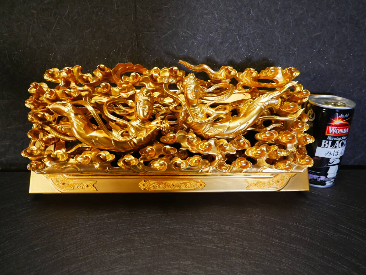 収集品　最高級　彫り　手彫り　本金箔　木製本金箔本金粉（A3-2）　4524　M