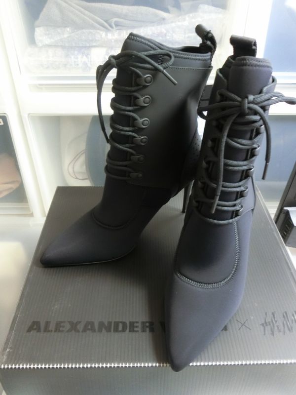 春新作の ボンディング H&M x WANG ALEXANDER レースアップ アレキサンダーワン エイチアンドエム #0237680-001 ブラック 37 ブーツ ヒール 23.5cm