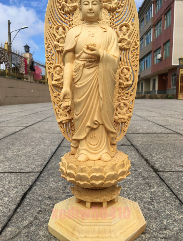 阿弥陀如来 阿弥陀 阿弥陀如来立像 仏像　仏教美術 木造 極上彫 仏教工芸品 高さ約43cm_画像3
