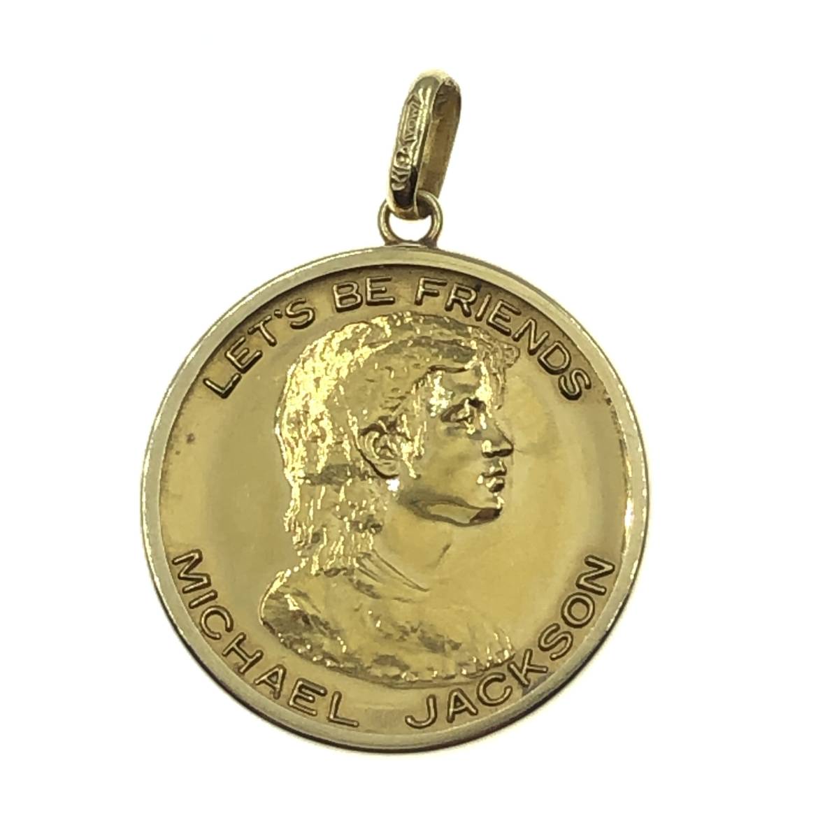 【希少】マイケル・ジャクソン 1987年 来日記念 コイン トップ 金貨 金 メダル K18 枠付き 総重量約6.1g 直径約20mm_画像1