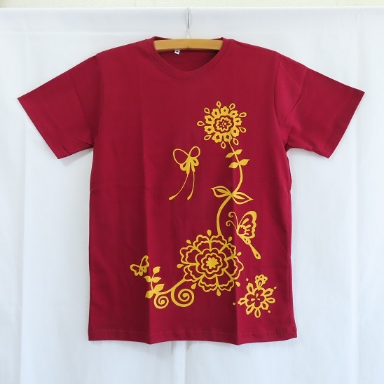 〓 新品 〓　アジアン Tシャツ　〓　バタフライ　蝶　花　エスニック　アジア　タイ　男女兼用　ユニセックス　おしゃれ　〓AJ527_画像1