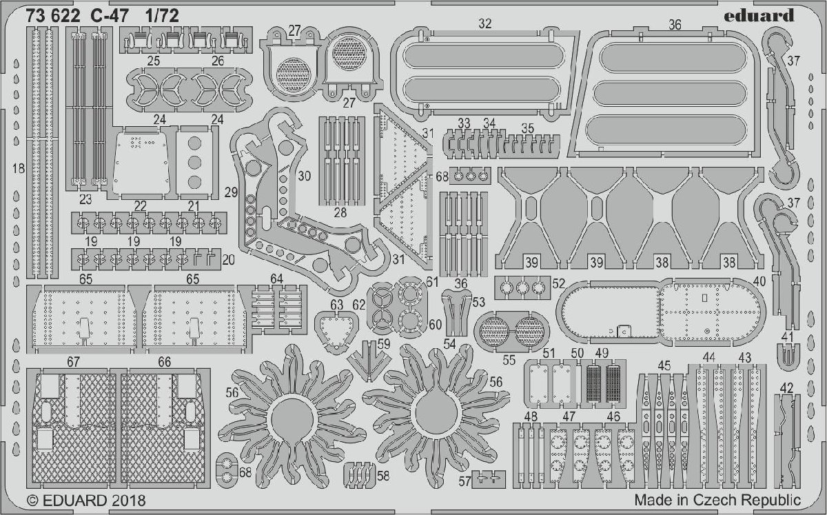 エデュアルド(73622) 1/72 C-47D Skytrain用エッチングパーツ(ホビーボス用)_画像2