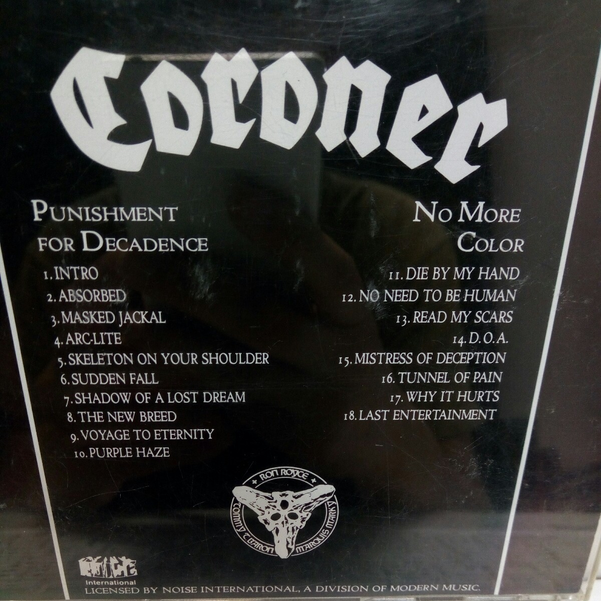 CORONER「PUNISHMENT FOR DECADANCE / NO MORE COLOR」2in1 国内盤_画像3